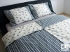 Bavlnené posteľné obliečky: Modré kvietky a prúžky s čipkou
