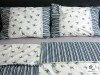 Bavlnené posteľné obliečky: Modré kvietky a prúžky s čipkou