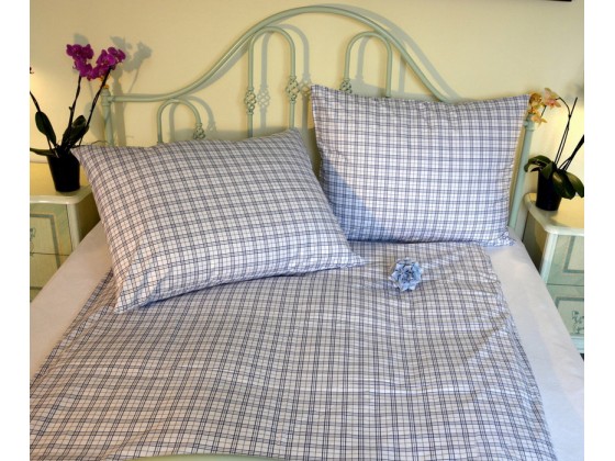 Bavlnené posteľné obliečky: Modré káro