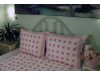 Bavlnené posteľné obliečky: Ružové štvorčeky s volánom
